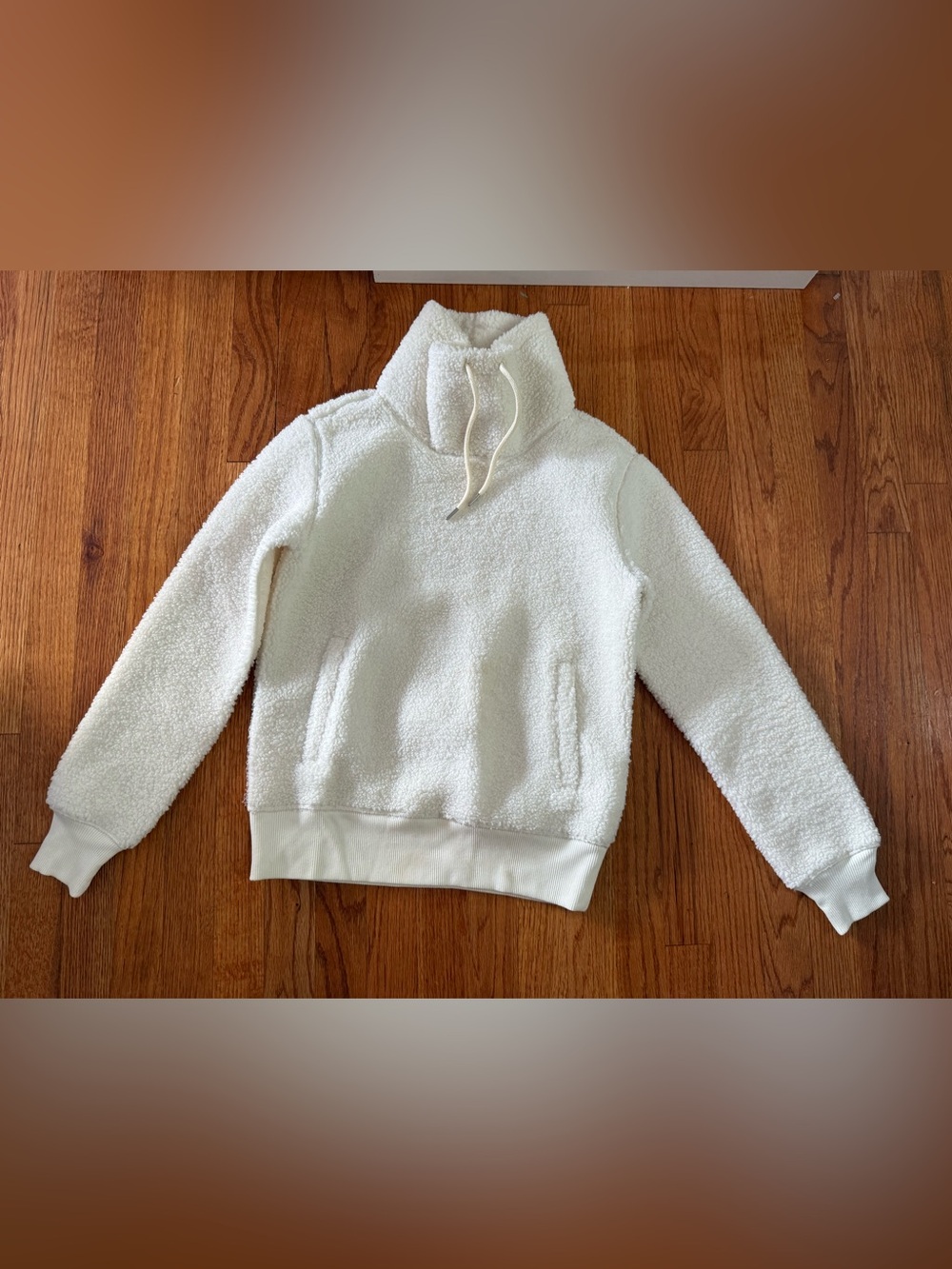 Brooks Brothers Sherpa Fleece Pullover XS Cream Funnel Neck Teddy Sweatshirt